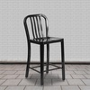 image:imageFlash Furniture Commercial Grade 24 High White Metal IndoorOutdoor Counter Height Stool with Vertical Slat BackBlack