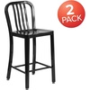 image:imageFlash Furniture Commercial Grade 24 High White Metal IndoorOutdoor Counter Height Stool with Vertical Slat BackBlack