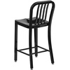 image:imageFlash Furniture Commercial Grade 24 High White Metal IndoorOutdoor Counter Height Stool with Vertical Slat BackBlack