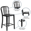 image:imageFlash Furniture Commercial Grade 24 High White Metal IndoorOutdoor Counter Height Stool with Vertical Slat BackBlack