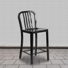 image:imageFlash Furniture Commercial Grade 24 High White Metal IndoorOutdoor Counter Height Stool with Vertical Slat BackBlack