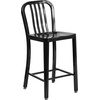 image:imageFlash Furniture Commercial Grade 24 High White Metal IndoorOutdoor Counter Height Stool with Vertical Slat BackBlack
