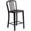 image:imageFlash Furniture Commercial Grade 24 High White Metal IndoorOutdoor Counter Height Stool with Vertical Slat BackBlackantique Gold