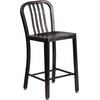 image:imageFlash Furniture Commercial Grade 24 High White Metal IndoorOutdoor Counter Height Stool with Vertical Slat BackBlackantique Gold