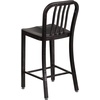 image:imageFlash Furniture Commercial Grade 24 High White Metal IndoorOutdoor Counter Height Stool with Vertical Slat BackBlackantique Gold
