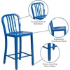 image:imageFlash Furniture Commercial Grade 24 High White Metal IndoorOutdoor Counter Height Stool with Vertical Slat BackBlue