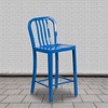 image:imageFlash Furniture Commercial Grade 24 High White Metal IndoorOutdoor Counter Height Stool with Vertical Slat BackBlue