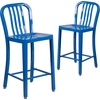 image:imageFlash Furniture Commercial Grade 24 High White Metal IndoorOutdoor Counter Height Stool with Vertical Slat BackBlue