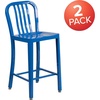 image:imageFlash Furniture Commercial Grade 24 High White Metal IndoorOutdoor Counter Height Stool with Vertical Slat BackBlue