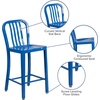image:imageFlash Furniture Commercial Grade 24 High White Metal IndoorOutdoor Counter Height Stool with Vertical Slat BackBlue