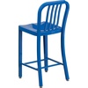 image:imageFlash Furniture Commercial Grade 24 High White Metal IndoorOutdoor Counter Height Stool with Vertical Slat BackBlue