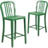 image:imageFlash Furniture Commercial Grade 24 High White Metal IndoorOutdoor Counter Height Stool with Vertical Slat BackGreen