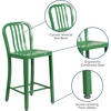 image:imageFlash Furniture Commercial Grade 24 High White Metal IndoorOutdoor Counter Height Stool with Vertical Slat BackGreen