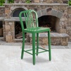image:imageFlash Furniture Commercial Grade 24 High White Metal IndoorOutdoor Counter Height Stool with Vertical Slat BackGreen
