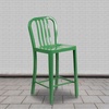 image:imageFlash Furniture Commercial Grade 24 High White Metal IndoorOutdoor Counter Height Stool with Vertical Slat BackGreen
