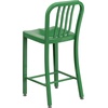image:imageFlash Furniture Commercial Grade 24 High White Metal IndoorOutdoor Counter Height Stool with Vertical Slat BackGreen
