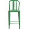 image:imageFlash Furniture Commercial Grade 24 High White Metal IndoorOutdoor Counter Height Stool with Vertical Slat BackGreen