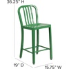 image:imageFlash Furniture Commercial Grade 24 High White Metal IndoorOutdoor Counter Height Stool with Vertical Slat BackGreen