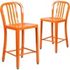 image:imageFlash Furniture Commercial Grade 24 High White Metal IndoorOutdoor Counter Height Stool with Vertical Slat BackOrange