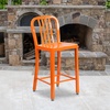 image:imageFlash Furniture Commercial Grade 24 High White Metal IndoorOutdoor Counter Height Stool with Vertical Slat BackOrange
