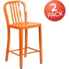 image:imageFlash Furniture Commercial Grade 24 High White Metal IndoorOutdoor Counter Height Stool with Vertical Slat BackOrange
