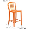 image:imageFlash Furniture Commercial Grade 24 High White Metal IndoorOutdoor Counter Height Stool with Vertical Slat BackOrange