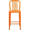 image:imageFlash Furniture Commercial Grade 24 High White Metal IndoorOutdoor Counter Height Stool with Vertical Slat BackOrange