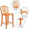 image:imageFlash Furniture Commercial Grade 24 High White Metal IndoorOutdoor Counter Height Stool with Vertical Slat BackOrange