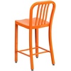 image:imageFlash Furniture Commercial Grade 24 High White Metal IndoorOutdoor Counter Height Stool with Vertical Slat BackOrange