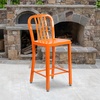 image:imageFlash Furniture Commercial Grade 24 High White Metal IndoorOutdoor Counter Height Stool with Vertical Slat BackOrange