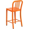 image:imageFlash Furniture Commercial Grade 24 High White Metal IndoorOutdoor Counter Height Stool with Vertical Slat BackOrange