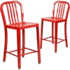 image:imageFlash Furniture Commercial Grade 24 High White Metal IndoorOutdoor Counter Height Stool with Vertical Slat BackRed