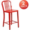 image:imageFlash Furniture Commercial Grade 24 High White Metal IndoorOutdoor Counter Height Stool with Vertical Slat BackRed