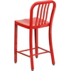 image:imageFlash Furniture Commercial Grade 24 High White Metal IndoorOutdoor Counter Height Stool with Vertical Slat BackRed