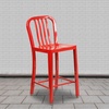 image:imageFlash Furniture Commercial Grade 24 High White Metal IndoorOutdoor Counter Height Stool with Vertical Slat BackRed