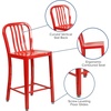 image:imageFlash Furniture Commercial Grade 24 High White Metal IndoorOutdoor Counter Height Stool with Vertical Slat BackRed
