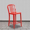 image:imageFlash Furniture Commercial Grade 24 High White Metal IndoorOutdoor Counter Height Stool with Vertical Slat BackRed