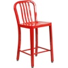 image:imageFlash Furniture Commercial Grade 24 High White Metal IndoorOutdoor Counter Height Stool with Vertical Slat BackRed