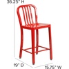 image:imageFlash Furniture Commercial Grade 24 High White Metal IndoorOutdoor Counter Height Stool with Vertical Slat BackRed