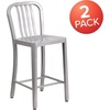 image:imageFlash Furniture Commercial Grade 24 High White Metal IndoorOutdoor Counter Height Stool with Vertical Slat BackSilver