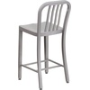 image:imageFlash Furniture Commercial Grade 24 High White Metal IndoorOutdoor Counter Height Stool with Vertical Slat BackSilver