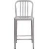 image:imageFlash Furniture Commercial Grade 24 High White Metal IndoorOutdoor Counter Height Stool with Vertical Slat BackSilver