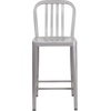 image:imageFlash Furniture Commercial Grade 24 High White Metal IndoorOutdoor Counter Height Stool with Vertical Slat BackSilver