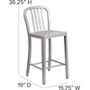image:imageFlash Furniture Commercial Grade 24 High White Metal IndoorOutdoor Counter Height Stool with Vertical Slat BackSilver