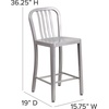 image:imageFlash Furniture Commercial Grade 24 High White Metal IndoorOutdoor Counter Height Stool with Vertical Slat BackSilver