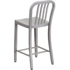 image:imageFlash Furniture Commercial Grade 24 High White Metal IndoorOutdoor Counter Height Stool with Vertical Slat BackSilver