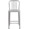 image:imageFlash Furniture Commercial Grade 24 High White Metal IndoorOutdoor Counter Height Stool with Vertical Slat BackSilver