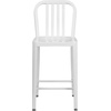 image:imageFlash Furniture Commercial Grade 24 High White Metal IndoorOutdoor Counter Height Stool with Vertical Slat BackWhite
