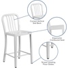 image:imageFlash Furniture Commercial Grade 24 High White Metal IndoorOutdoor Counter Height Stool with Vertical Slat BackWhite