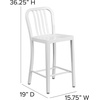 image:imageFlash Furniture Commercial Grade 24 High White Metal IndoorOutdoor Counter Height Stool with Vertical Slat BackWhite